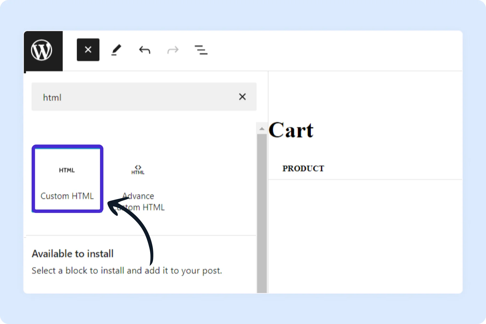 Click on the Custom HTML